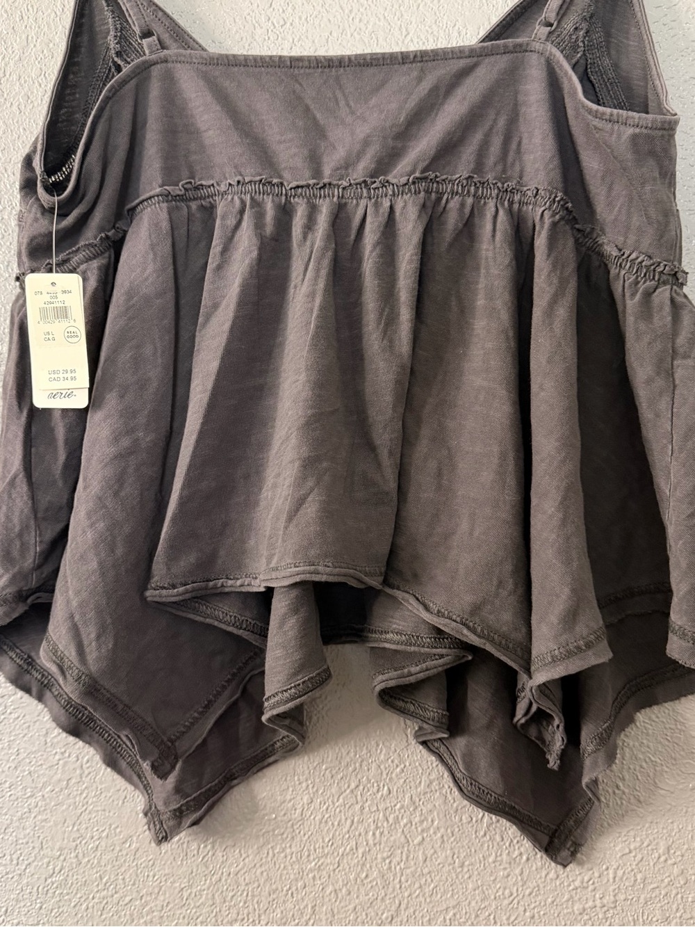 aerie Charcoal Gray Spaghetti Strap V-Neck Tank Top - Picture 6 of 7